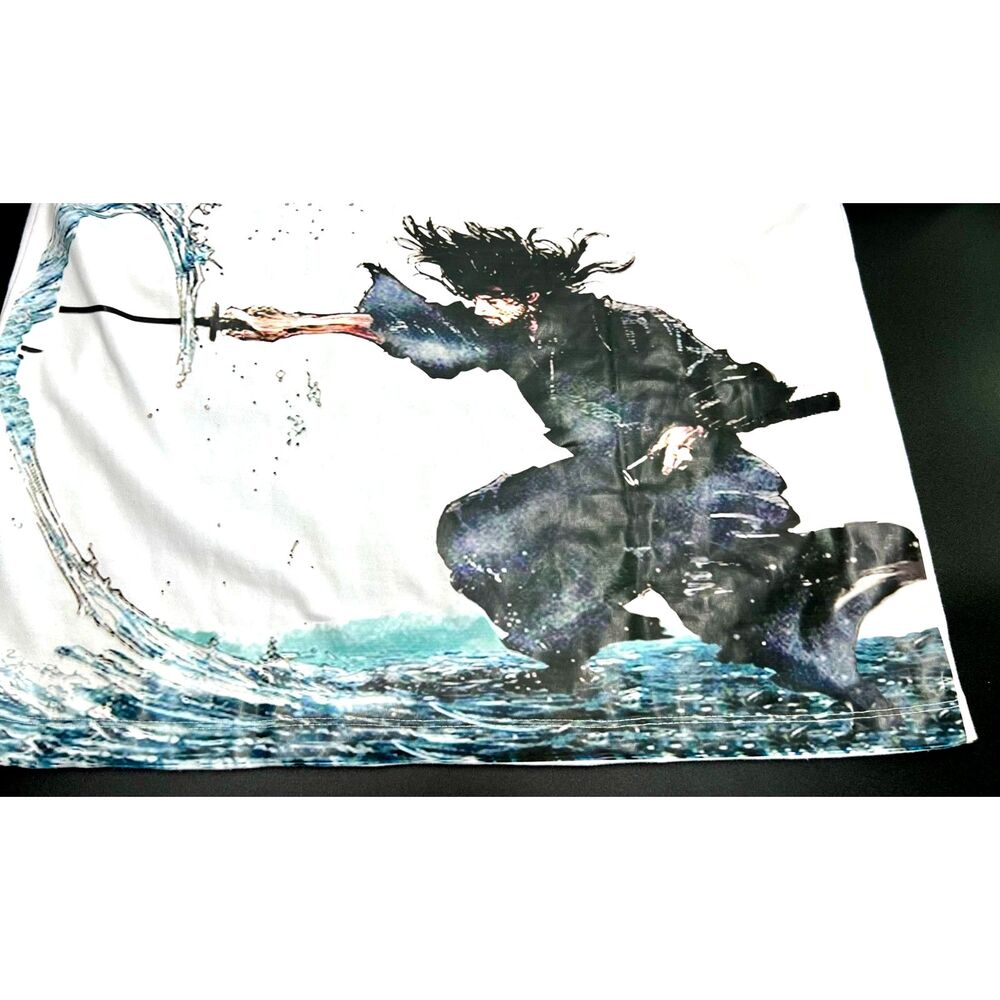 Vagabond Oversized White Short Sleeve Musashi Miyamoto Graphic Tee Shirt M Goth